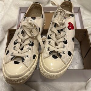 Kids Polka Dot Sneakers - Cream and Black Converse COMME Des Garçons